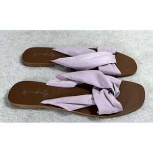 Wonderly Garland Twisted Flat Sandals Cognac Brown Sole Shoes Slides